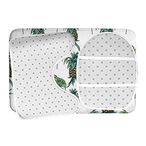 DIRYKILP Badematte + Konturmatte + Toilettendeckelbezug, Ölgemälde Ananas 3 Stück Badematte Set, mit rutschfester Klebeunterseite – Bild 7