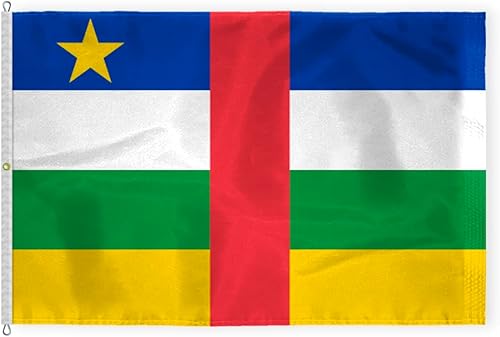 Miniatura 5 de AGAS - Bandera de la República Centroafricana de 5 x 8 pies, nailon 200D, 6 agujas, dobladillo cosido, ojales de latón a prueba de óxido, tamaño