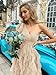 VOUIAO Summer Women Tulle Prom Dress Elegant Bow One Shoulder Slit Evening Party Gown Wedding Guest Bridesmaid Maxi Dress Beige M