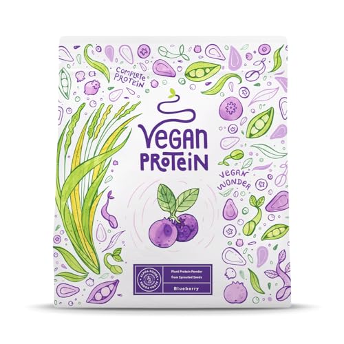 Veganes Proteinpulver | Blaubeere | 600g Eiweißpulver | Premiumqualität Protein | Made in Germany | Alpha Foods