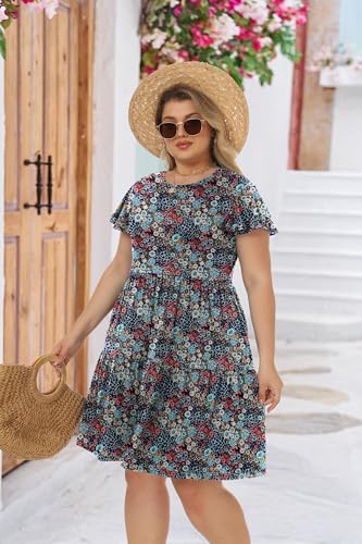 Image of HiMONE Summer Dresses for Women 2025 Vacation Sundresses Ruffle Sleeve Boat Neck with Pockets A Line Casual Dress XS-2XL