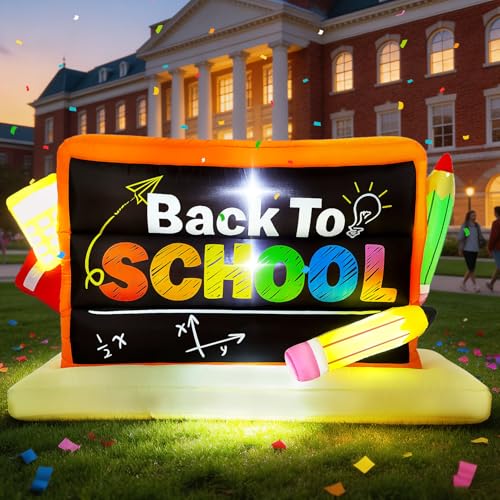 Wabolay Back to School Inflatable Outdoor Decorations 6FT Giant 2026 First Day of School Blow up Yard Decoration Blackboard & Pencil with LED Lights Classroom Party Kindergarten Decor for Garden Lawn