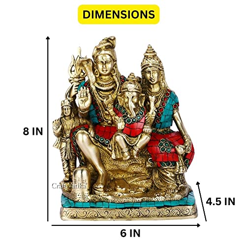 Image of Collectible India God Shiva Family Idol Shiva Parvati Ganesh Sculpture -God Goddess Brass Idols