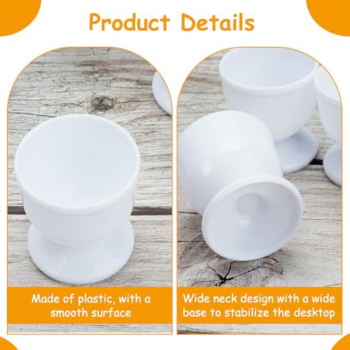 Rairsky 6 Stück Runder Eierbecher Plastik, Eierbecher Weiß, 4.4 X 4.6 cm Eierbecher Set, Eierbecher Stapelbar,Eierbecher Lustig Geeignet für Hart und Weich Gekochte Eier auf Jedem Frühstückstisch – Bild 5