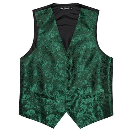 Image of Barry.Wang Men's Suit Vest Tie Bowtie Set Formal Silk Paisley Waistcoat Hanky Cufflinks Lapel Pin Set Wedding Party 7PCS