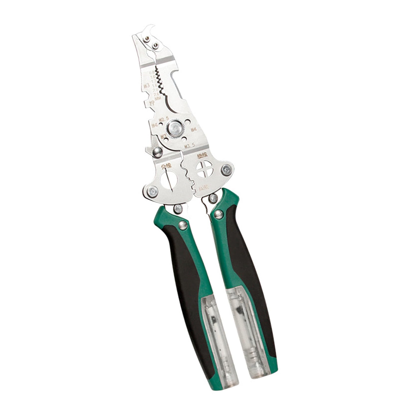 11 in 1 Stripping Plier with Electricity Tester Multifunctional Wire Stripping Plier Electrician Crimping Cable Cutting Space Saving Foldable Electrician Hand Tool