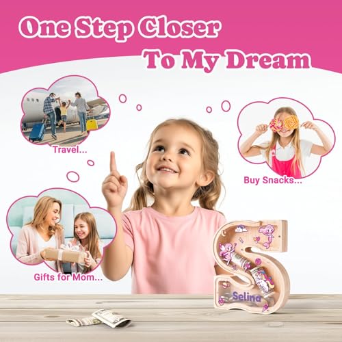Image of Personalized Letter Piggy Bank for Kids Girls