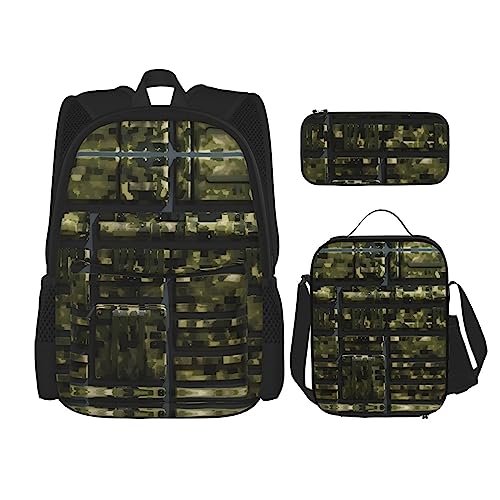 Sac à livres léger avec sac à déjeuner trousse feuillage automne