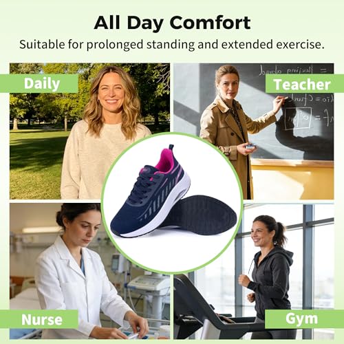 Image of RomenSi Women Arch Support Walking Shoes Plantar Fasciitis Sneakers Orthotic Tennis Shoes for Gym Workout All Day US 6-11