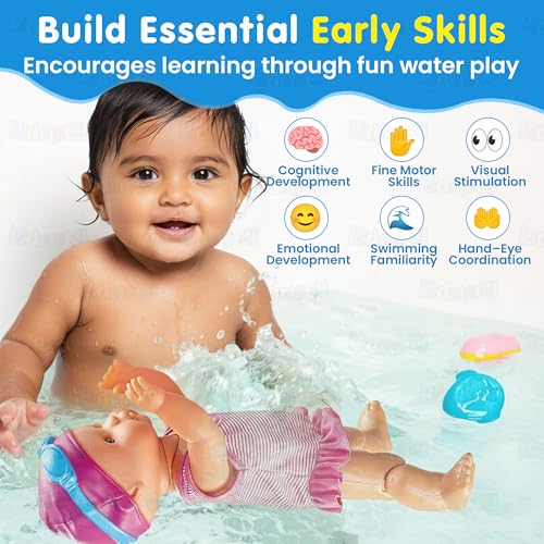 Image of Kidology Electric Waterproof Swimming Doll | Backstroke Water Baby Toy for Pool & Bathtub | Cute Automatic Swimmer Doll | Battery Operated Floating Baby Toy for Kids & Toddlers