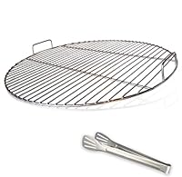 Huanniu 304 Grillrost Edelstahl Rund mit Griff, 54.5 cm Durchmesser für 57 cm Holzkohlegrills z.B Weber, Grillroste Ersatz Kugelgrill 57 cm, mit Grillclips
