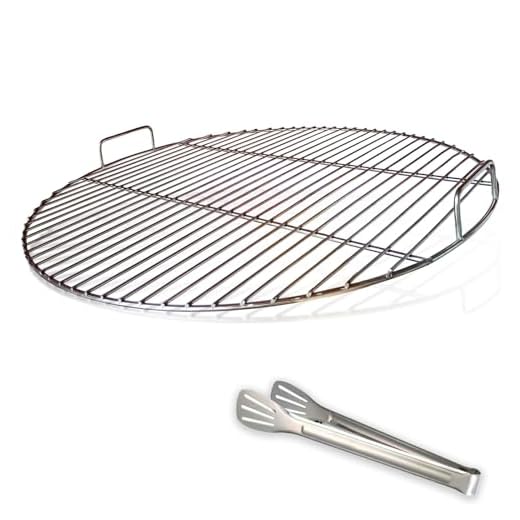 huanniu 304 Stainless Steel Round Cooking Grate with Handle, 54.5 cm Diameter for 57 cm Charcoal Barbecues e.g. Weber, Grill Grates Kettle Grill 57 cm, with Grill Clips
