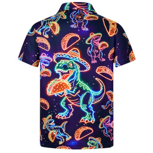 Cozople Boys Performance Polo Shirt, Dinosaur Print - image 2
