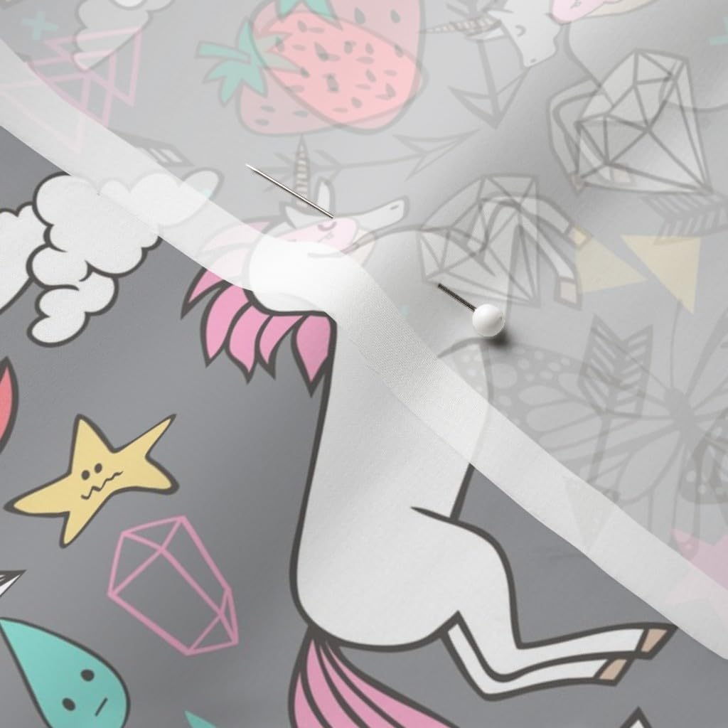 Spoonflower Fabric - Summer Doodle Geometric Triangle Deer Unicorn Rainbow Cactus Flamingo Printed on Chiffon Fabric by The Yard - Sewing Fashion Apparel Dresses Home Decor