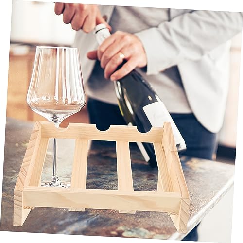 Soporte de vino de madera rústico compacto para mesa miniatura 5