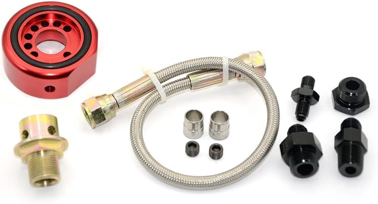 Aluminum Oil/Gauge Filter Sender Sandwich Adapter Plate Cooler Line Conversion Kit Compatible for Acura Honda