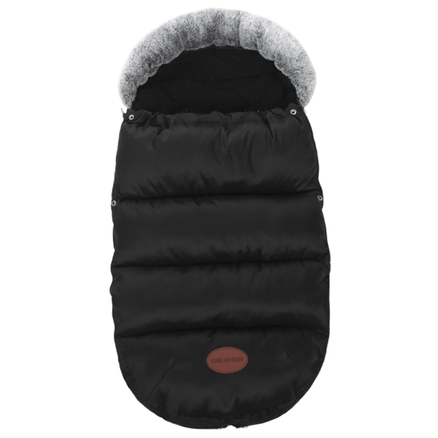 Coprigambe per passeggino, foderato in pile spesso, caldo, per l'inverno, con collo in pelliccia e cerniera, impermeabile, 89 x 35 cm