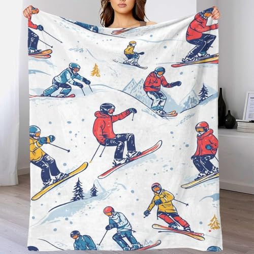 Couverture polaire ski chaude et moelleuse jeté de canapé 3D - 6
