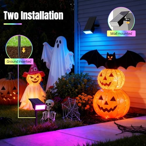 WENATY Solar Spot Lights Outdoor Waterproof, 12 Pack Solar Spotlights, RGB - Image 2
