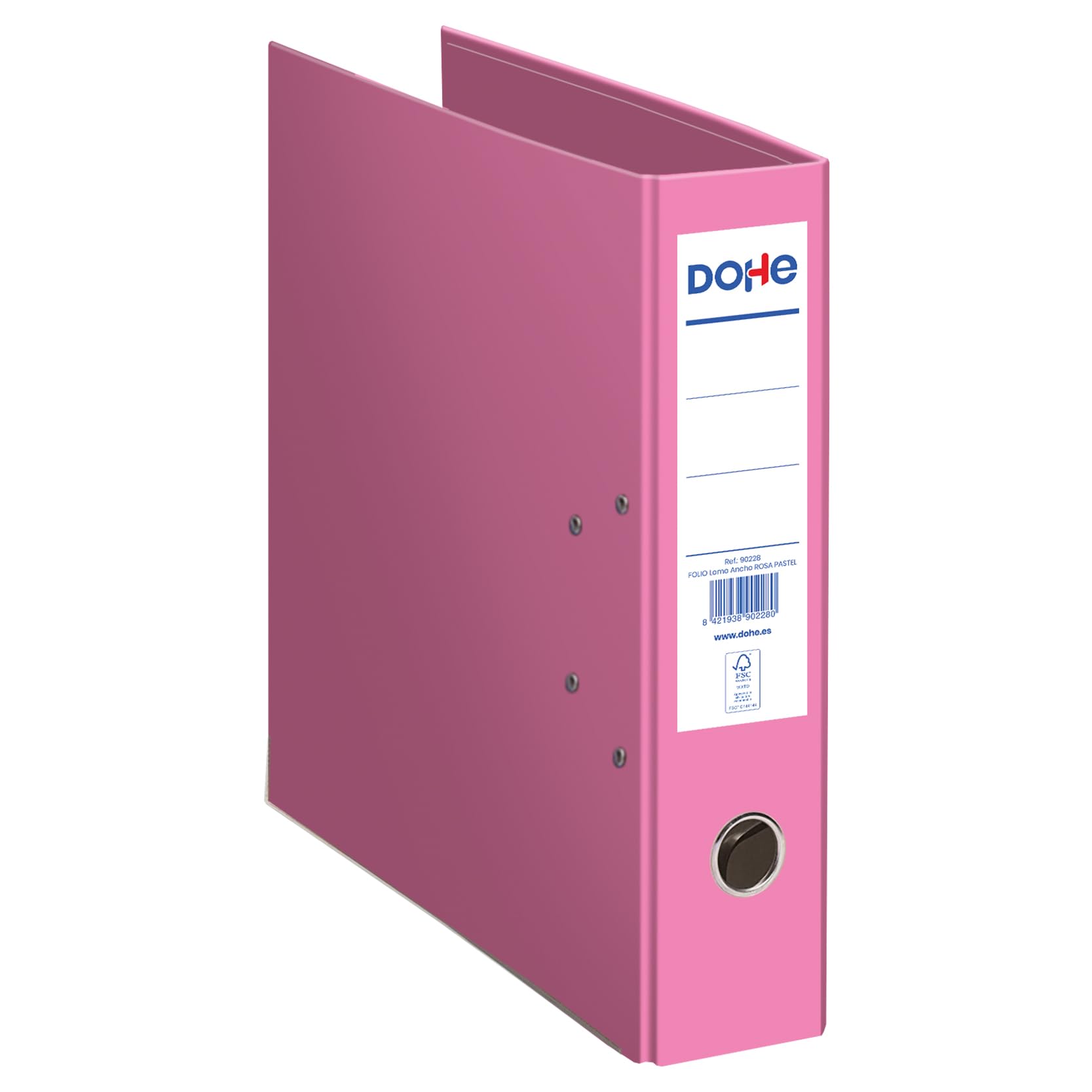 Dohe - 2-Ring Ecological Binder - FSC Mix AEN-COC-000243, Capacity 520 Sheets, A4+ Size 29x35 cm, 7 cm Spine with Card Holder, Easy Lever Opening, Office Material - Pink
