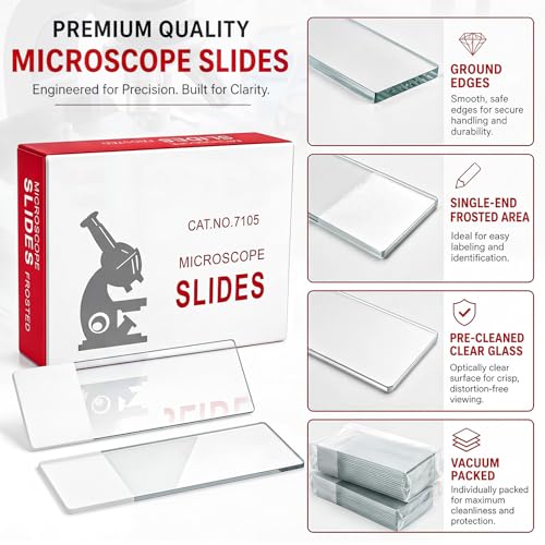 Image of Tellegloww 1500 Pcs Frosted Microscope Slides Pre-Cleaned Glass Slide 3 inchx1 inch