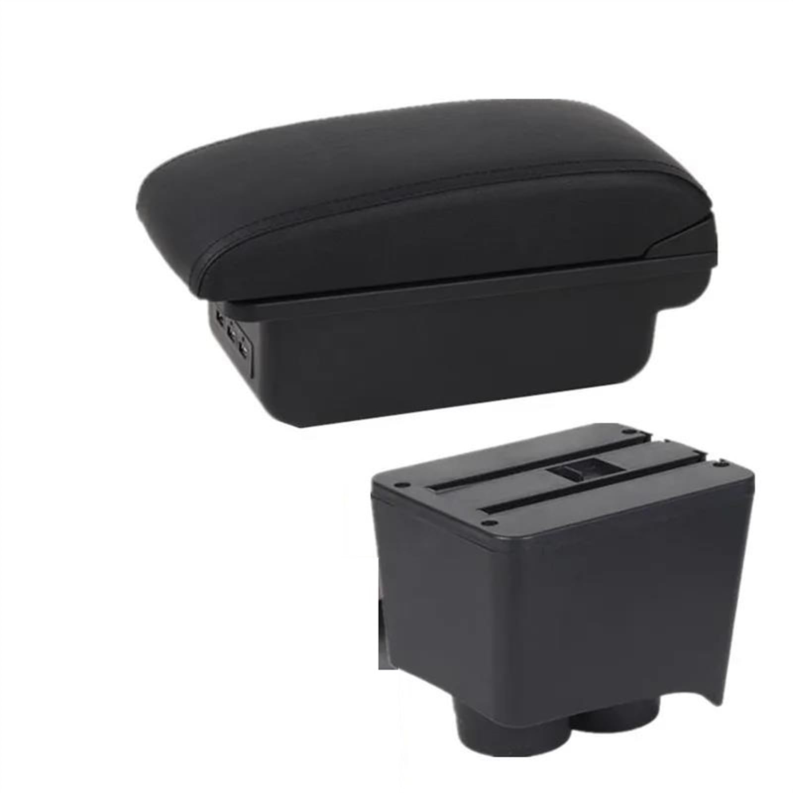 NOHEEU Car Armrest Box 2002-2009 Interior Retrofit Storage Accessories For Polo 9N 3 Mk4(B1 black line 3USB)