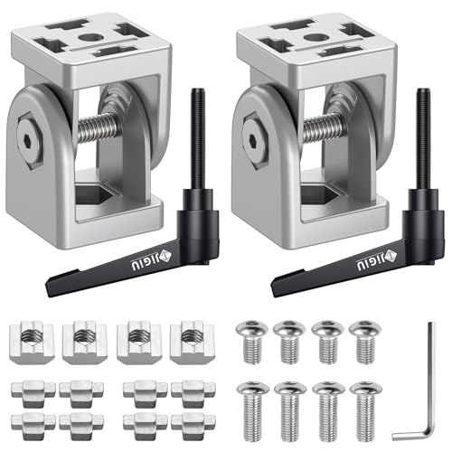 JiGiU Conector de Ángulo Ajustable 2 Piezas 4040 Tuerca 8 Junta de Perfil de Aluminio Rango de Rotación de 180° con Abrazadera de Palanca Accesorios de Montaje de Palanca para Impresora 3D