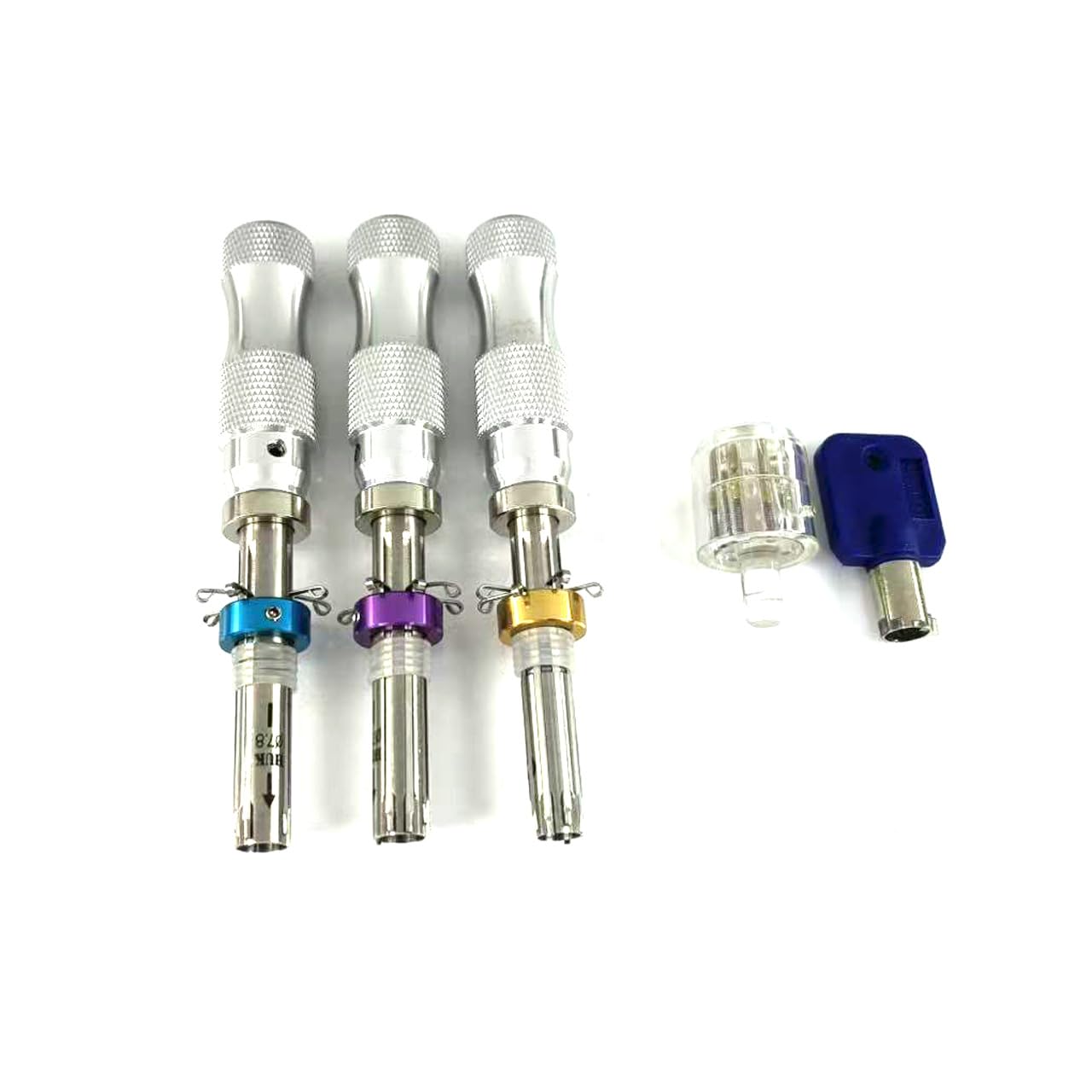 3pcs Tubular Lock Pick Tools with Transparent Tubular Lock,Locksmith Practice Set