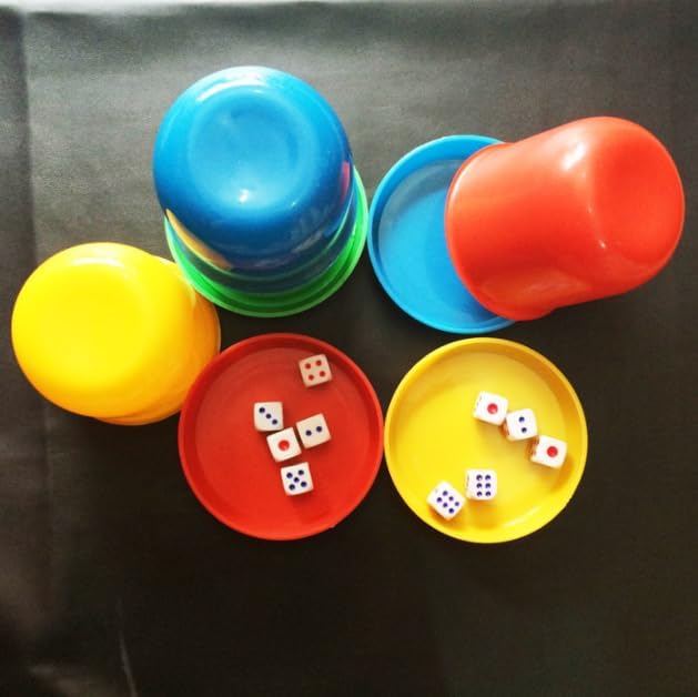 Miniatura 6 de Juego de dados de plástico para agitar, taza de dados para fiesta de bar (negro)