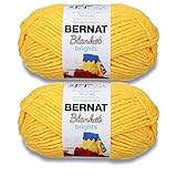 Bernat Blanket Brights School Bus Yellow Yarn - 2 Pack of 300g/10.5oz - Polyester - 6 Super Bulky - 220 Yards - Knitting/Crochet