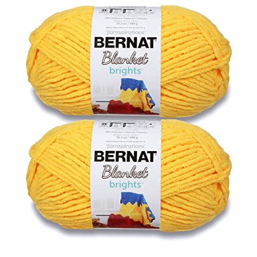 Image of Bernat Blanket Brights School Bus Yellow Yarn - 2 Pack of 300g /10.5oz - Polyester - 6 Super Bulky - 220 Yards - Knitting /Crochet