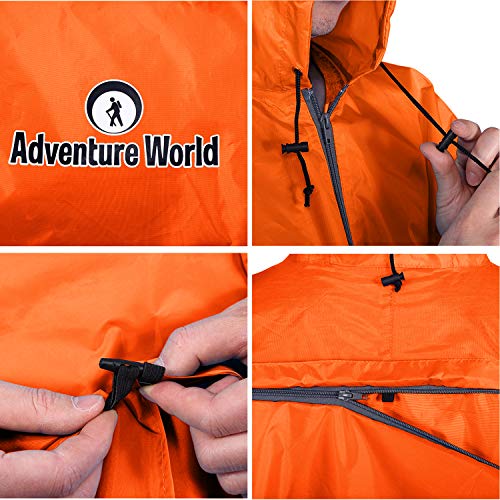 Adventure World Globotrekker Lightweight Backpack Poncho (Multiple Color Options Available) (Amber Orange) #TOP2