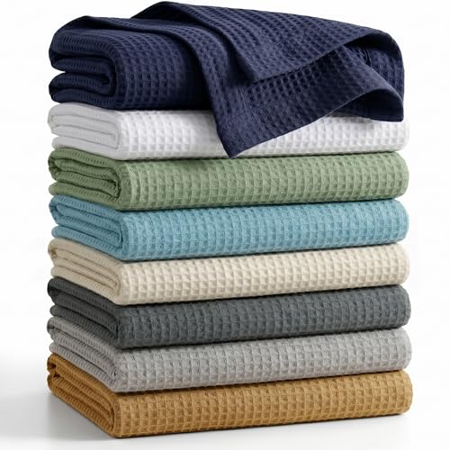 Tex Trend 100% Cotton Blanket Twin Size - Soft Waffle Weave Bed Blanket for Summer Cooling & Winter Warmth, Breathable Lightweight Cotton Throw, Perfect for Bed, Couch & Gifting, White, 60x90 Inches