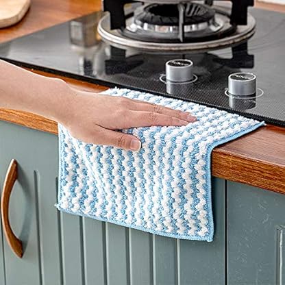 Bestenrose 12PCS Set Geschirrhandtücher kariert 24 x 24 cm kuschelige ringgesponnene Baumwolle 100% Garngefärbt Verschiedene Geschirrtücher – Bild 4