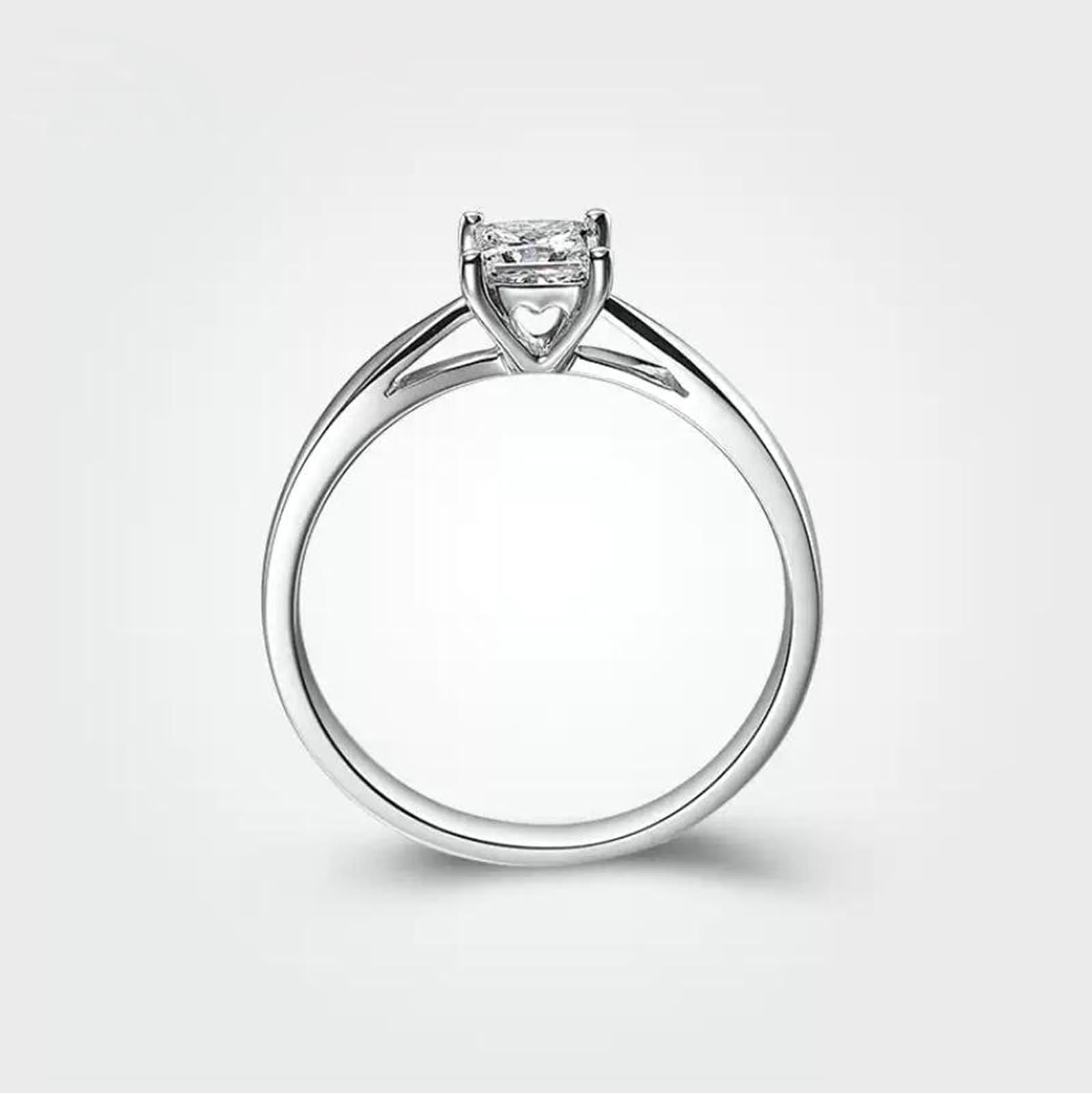 Pierścionek damski na kciuk, biżuteria damska, 0,4 ct, diament o szlifie księżniczki, białe złoto/platyna
