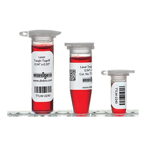 Diversified Biotech Tough-Tags TTSW-2240 - Etiqueta láser, 0.94 pulgadas de largo x 0.50 pulgadas de ancho, color blanco (paquete de 2975)