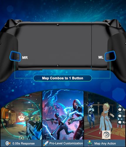 mocagen mobile gaming controller mc2 phone controller for iphoneandroid handheld gaming with programmablehall effect joysticks amp analog triggersadjustable lightturbo