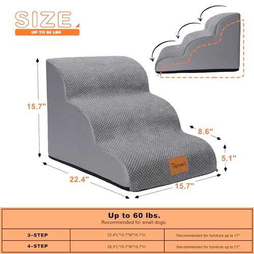 Topmart-Dog-Stairs-for-Small-Dogs-3-Step-157H-Dog-Steps-for-Beds-Couches-with-All-Round-Waterproof-Cover-Non-Slip-Sturdy-Dog-Ramp-for-Old-Cats-Injured-Pets - Cucciolini Doodles   Topmart-Dog-Stairs-for-Small-Dogs-3-Step-157H-Dog-Steps-for-Beds-Couches-with-All-Round-Waterproof-Cover-Non-Slip-Sturdy-Dog-Ramp-for-Old-Cats-Injured-Pets