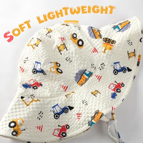 Image of HONGTEYA Baby Sun Hat Toddler Girl Beach Hat Sun Protection Adjustable Outdoor Summer Wide Brim Bucket Hat for Infant Kids