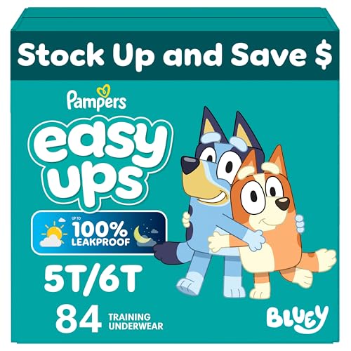 Pampers Training Pants - Easy Ups Boys & Girls Bluey - Size 5T-6T, 84 Count, Children's Potty Underwear (Packaging May Vary)