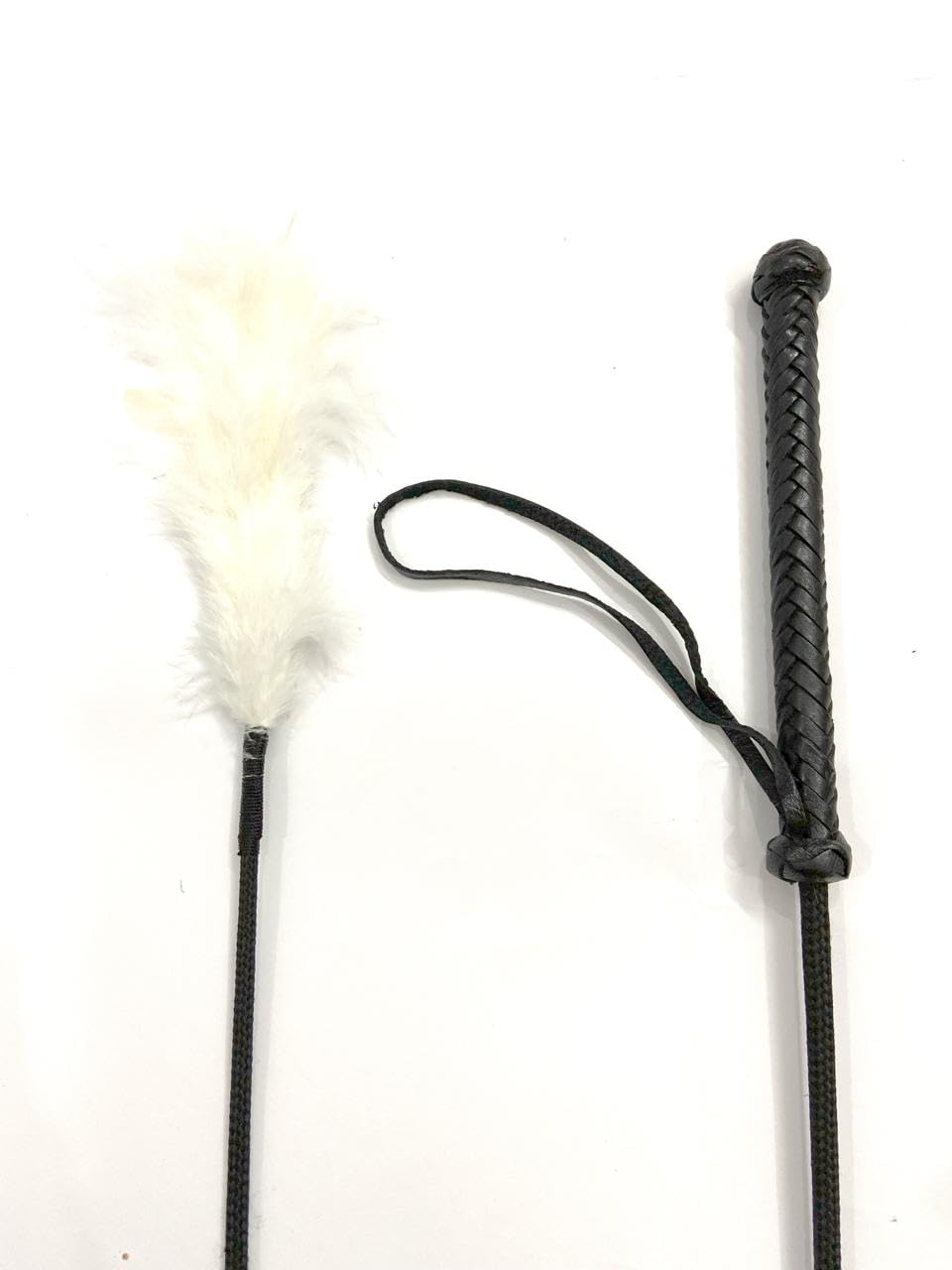 PETS TRIANGLE Interactive Cat Feather Teaser Wand Toy - 28 Inch Full Leather Stick with 5 Inch Soft Feather - Fun for Cats and Kittens (Black with White) (B0CY2TR3N3) Amazon Price History, Amazon Price Tracker