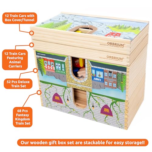 Orbrium ORBTS300 52 Pcs Deluxe Wooden Train Set thumb #4