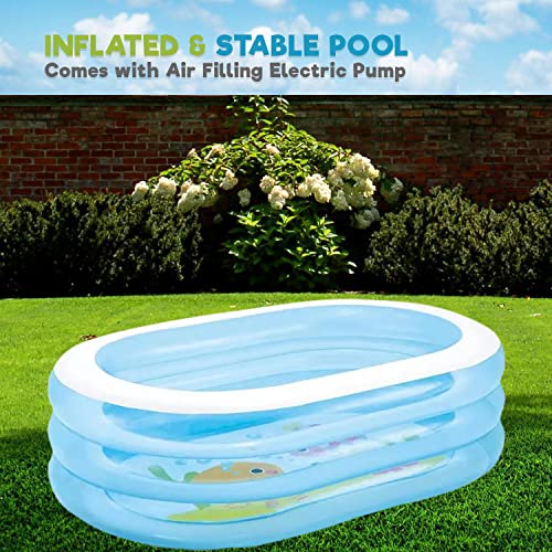 Image of P for Pogu 5.5 Feet Anda /Oval Inflatable Swimming Pool Bathtub Soft Material Spa Bath Tubs with Electric Pump for Kids Toddlers Indoor Outdoor Use (Blue)