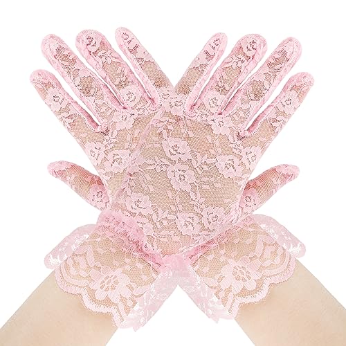 Elegant Lace Gloves - Light Pink, Fashionable, Perfect for Halloween, Wedding, or Party - Includes Dress