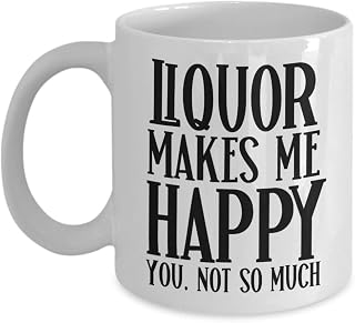 Liquor Makes Me Happy Mug for Dad Funny Liquor Gifts for Men Alcohol Gift for Women Birthday Christmas Gag Gifts Tea Cup Coffee Mugs for Liquor Drinke
