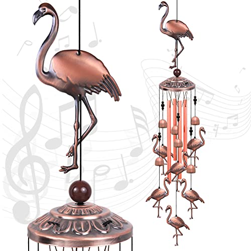 Outdoor Flamingo Wind Chimes Decor Gifts For Mom, Home, Garden, Rooms, Patio, Indoor, Outdoor Flamingo Decoration, Garden Flamingos Wind Catcher, Flamingo Wind Bells, Red Copper Flamingos Wind Chimes #TOP2