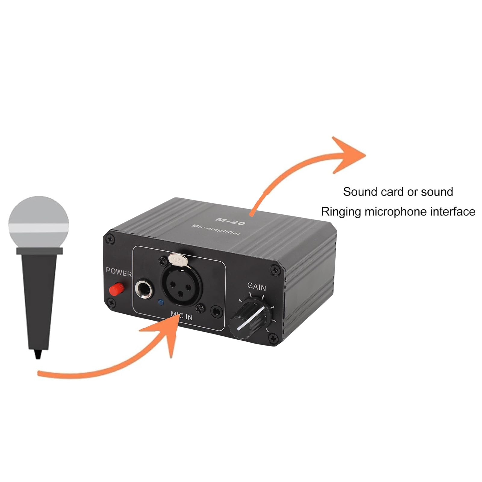 Preamplificador de micrófono HaloVerde XLR con potencia de 48 V que ofrece alta ganancia de 27 dB, un preamplificador de micrófono recargable de bajo ruido para micrófonos