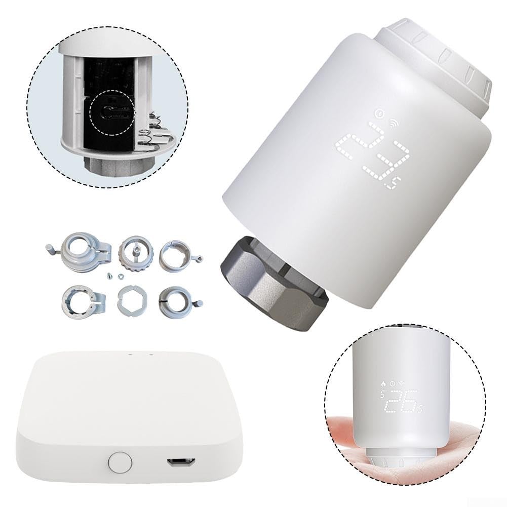 Válvula de calefacción inteligente compatible con Zigbee, termostato electrónico inteligente de radiador con concentrador inalámbrico para calefacción inteligente Tuya