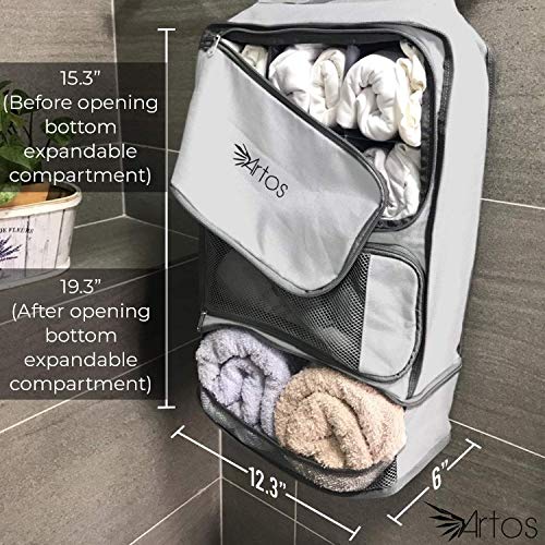 Hanging Portable Luggage Suitcase Closet Shelving Organizer W/ Hooks| For Travel, Camper, Rv |Packing Cube(Grey) #TOP2