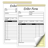 2 Pack Order Forms Receipt Book,2 Part Carbonless Sales Invoice Book for Small Business,5.5 X 8.3 In